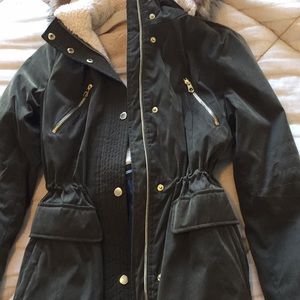 Nautica Women's Parka with Faux-Shearling Lining